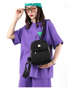 Women nylon mini backpack casual travel daypack stylish black small fashion shoulder bag