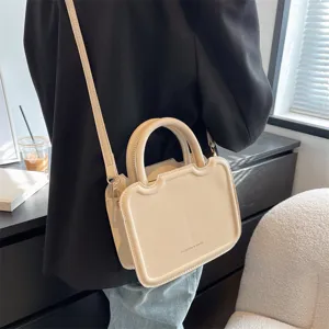 Chic women shoulder bag retro beige crossbody handbag stylish tote daily wear trendy purse