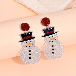 Glitzernde Schneemann Acryl Ohrhänger für Weihnachten