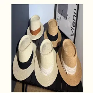Cappello di paglia donna estate retro britannico piattello spiaggia sole protezione