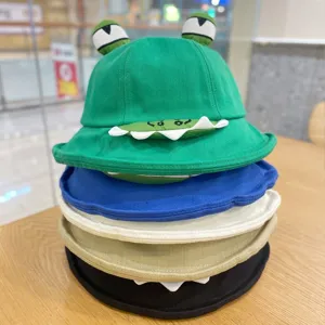 Cute 3D cartoon frog eyes bucket hat, sweet funny cotton sun protection hat for men and women.
