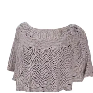 Women summer knit hollow poncho shawl lightweight breathable sun protection cape top style