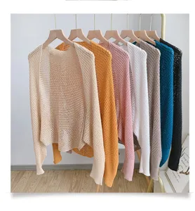 Women Summer Ice Silk Knitted Hollow Cardigan Thin Sun Protection Shawl Air Conditioning