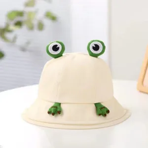 Cute Frog Bucket Hat For Women Cartoon Sun Protection Casual Cotton Fisherman Cap