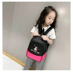 Kids ballet dance backpack for girls, cute school bookbag with pink dancer print for kids.