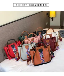 Modieuze PU lederen emmertas met etnische band voor dames schouder crossbody tas.