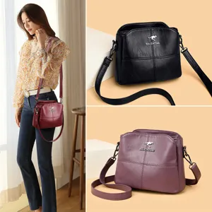 Damen Mode Lässig PU Leder Umhängetasche Große Kapazität Mehrschichtige Crossbody Tasche Tägliches Pendeln Handtasche