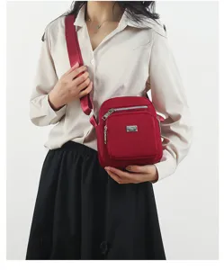 Women nylon crossbody bag lightweight multi-layer shoulder bag casual travel small purse daily use