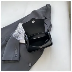 Borsa a mano nera da donna elegante borsa a tracolla casual borsa a sella alla moda.