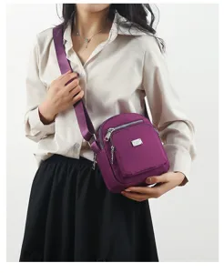 Women nylon crossbody bag multi-layer casual shoulder bag travel purse lightweight
