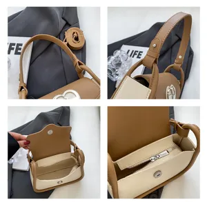 Borsa a sella con colore a contrasto di nicchia francese elegante borsa a tracolla donna.