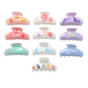 Ocean style shark hair claw clip cute shell starfish whale hair accessories for summer