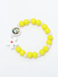 Kleurrijke kralenarmband met schattige bloem en portret hanger voor kinderen leuke mode