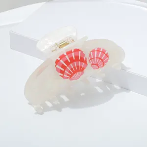 Summer sweet shell print hair claw clip resin shark clip for women girls cute hair accessories