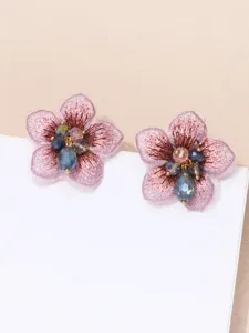 Elegante kristallen gaasbloem oorbellen met strass kralen voor dagelijkse bosstijl mode.