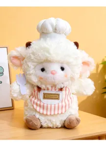 Peluche chef con cappello carino e grembiule, ideale per decorare la scrivania e regalo.