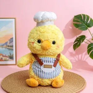 Simpatica bambola di peluche cuoco pulcino giallo con cappello e grembiule regalo