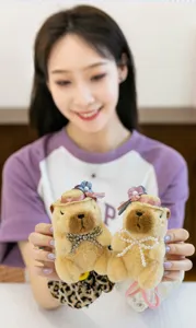 Cute cartoon animal plush pendant keychain for backpack accessory and lovely bag charm decoration.