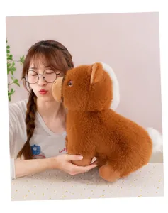 Schattig dik kortbeen pony pluche speelgoed, zachte knuffelpop voor kinderen en decor.