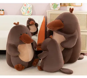 Cute platypus plush toy soft stuffed animal pillow squatting doll home decor gift for girls