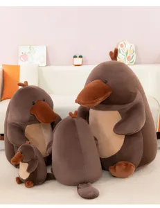 Cute cartoon squatting platypus plush toy soft doll pillow home decor gift for girlfriend
