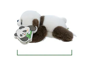 Cute brown and white panda plush toy slap bracelet soft stuffed animal gift for best friend