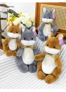 Cute cartoon rabbit plush toy with bow, soft stuffed bunny doll for girls birthday gift