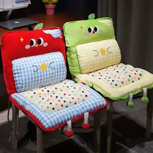 Cute cartoon apple cushion pillow, plush fruit seat pad for office chair car seat, soft back support.