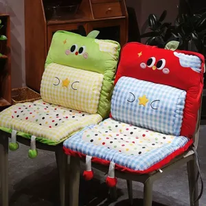 Cute cartoon apple seat cushion and backrest plush fruit shape comfortable pad for office chair