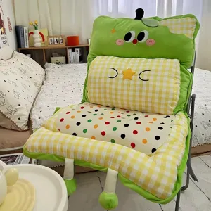 Cute cartoon apple plush chair cushion, versatile backrest and seat pad for home office.