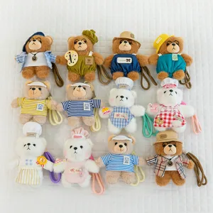 Cute cartoon teddy bear plush keychain backpack pendant animal doll bag charm decoration accessories