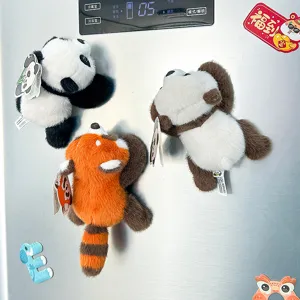Cute plush panda and red panda fridge magnets slap bracelets creative home decor gifts