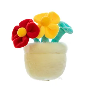 Lindo colgante de juguete de maceta de flores de peluche plantas rellenas dije de bolso