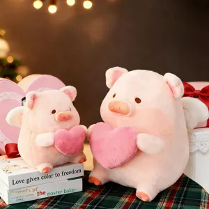 Simpatico peluche maialino rosa con cuore, perfetto regalo di San Valentino per fidanzata.