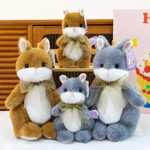 Cute cartoon bunny plush toy with bow, soft stuffed animal doll for kids birthday gift.
