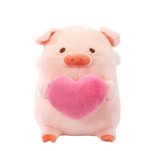 Simpatico maialino rosa di peluche con cuore imbottito regalo di San Valentino per ragazza