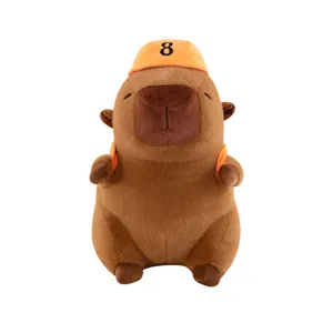 Adorable Peluche de Capybara avec Chapeau Orange et Sac à Dos Jouet Doux Cadeau Créatif