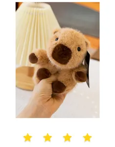 Cute brown capybara plush toy stuffed animal desktop decoration with sound feature.