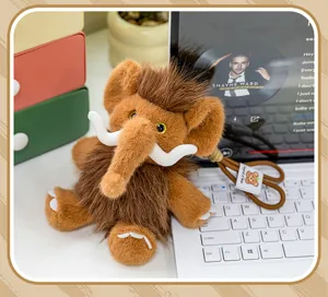 Cute mammoth plush toy keychain bag pendant fluffy doll animal keyring gift decoration