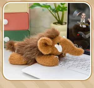 Cute mammoth plush toy bag pendant fluffy stuffed doll desktop companion gift key chain.