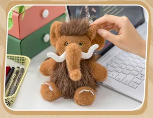 Cute miniature mammoth plush toy desktop companion doll bag pendant fluffy gift for kids