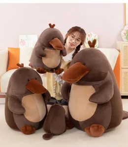 Cute cartoon platypus plush toy, soft stuffed animal pillow for kids and home decor.