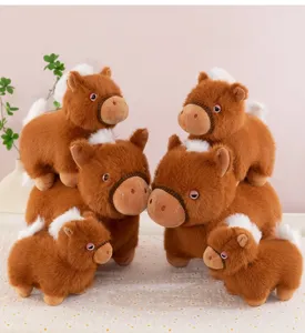Mollig kortbenig pony pluche speelgoed schattige cartoon paard pop zacht dier decor