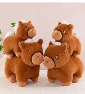 Schattig kort pluche pony knuffeldier, zacht speelgoed voor baby kalmerend en decor.