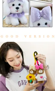 Cute cartoon animal plush pendant keychain fluffy doll backpack accessory cute gift for kids