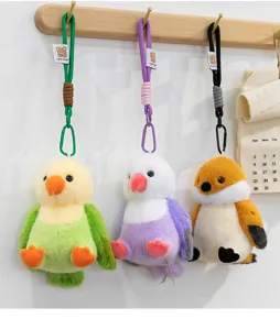 Cute bird series palm plush doll pendant sparrow parrot toy backpack keychain gift