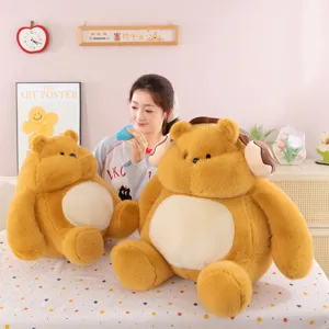 Cute chubby plush bear toy soft stuffed animal doll with cute earmuffs for kids decor