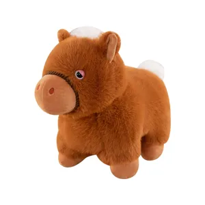 Leuke dikke pony met korte pootjes pluche knuffel zacht bruin paard speelgoed voor kinderen
