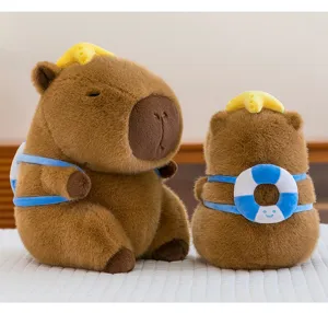 Lindo peluche de capibara con flotador y divertido diseño ideal para decorar el hogar.