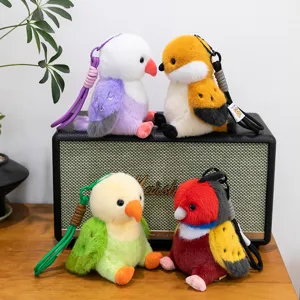 Cute little bird plush toy keychain, fluffy sparrow parrot bag pendant gift for kids.